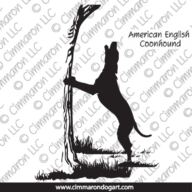 American English Coonhound Treeing Silhouette 005