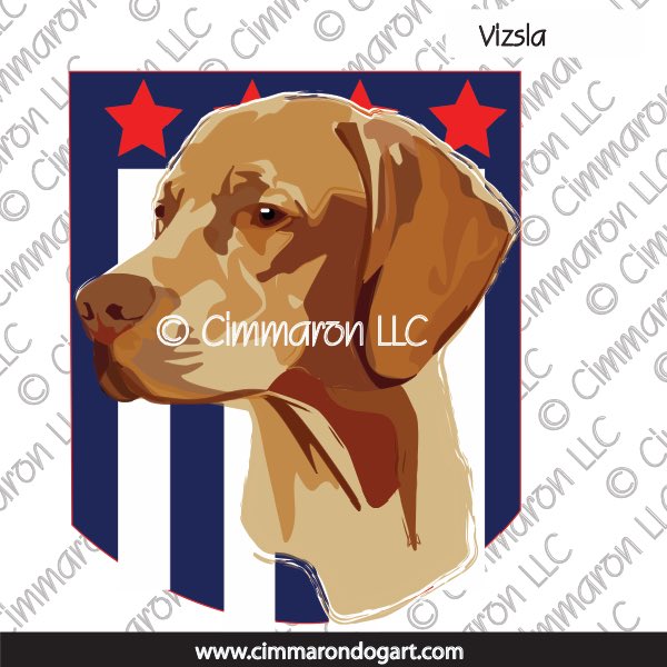 Vizsla Head with Star and Stripes 010