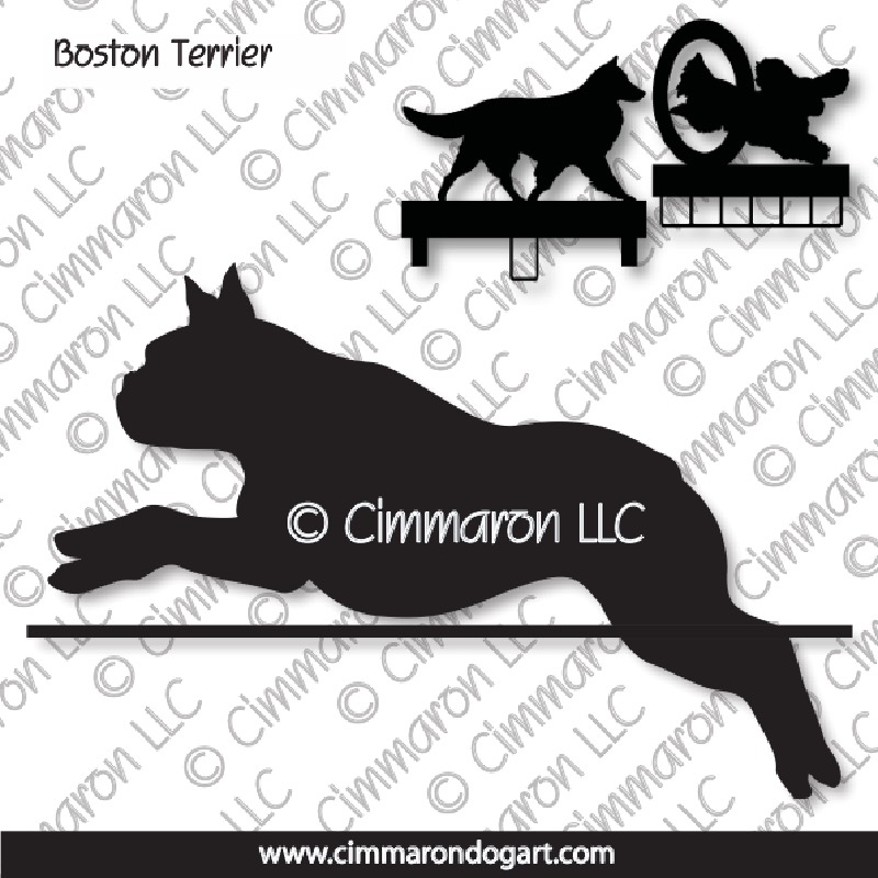 boston006ls - Boston Terrier Jumping MACH Bars-Rosette Bars