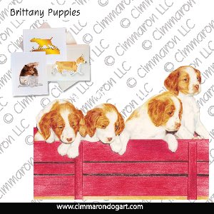 britt027n - Brittany Puppies In A Wagon Note Cards