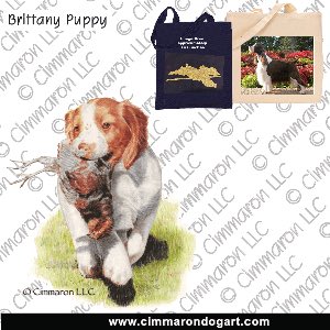 britt024tote - Brittany Puppy N Quail Tote Bag