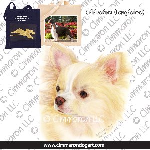 chichi-r-010tote - Chihuahua Long Coated Drawing Tote Bag