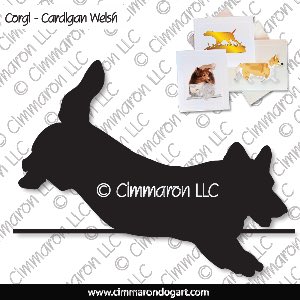 corgi005n - Corgi Cardigan Jumping Note Cards