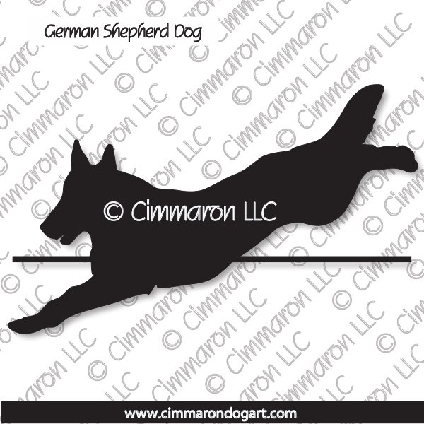 gsd006d - German Shepherd Dog Jumping Silhouette Decal