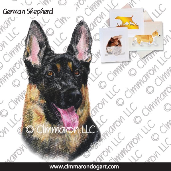 gsd007n - German Shepherd Dog Portrait Note Cards