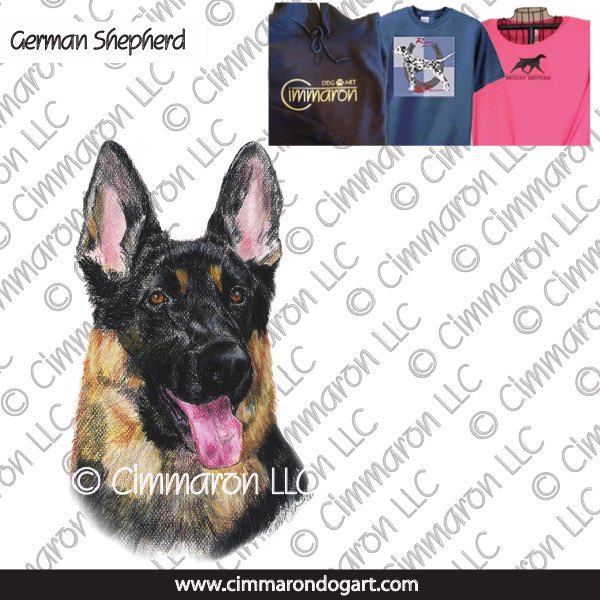 gsd007t - German Shepherd Dog Portrait Custom Shirts
