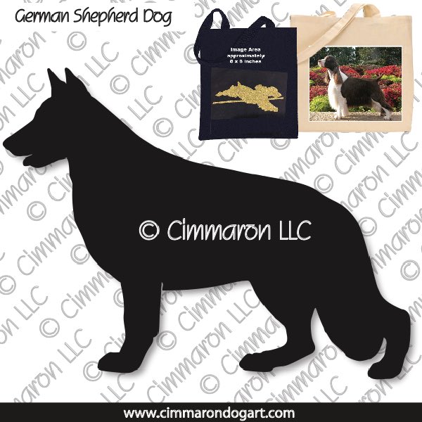 gsd001tote - German Shepherd Dog Line Drawing Tote Bag