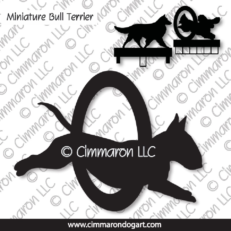 min-bull004ls - Miniature Bull Terrier Jumping MACH Bars-Rosette Bars
