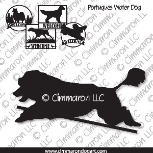 pwd004s - Portuguese Water Dog Jumping House and Welcome Signs