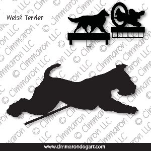 welsh-ter005ls - Welsh Terrier Jumping MACH Bars-Rosette Bars