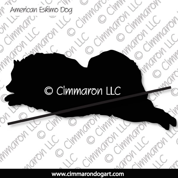American Eskimo Dog Jumping Silhouette 005