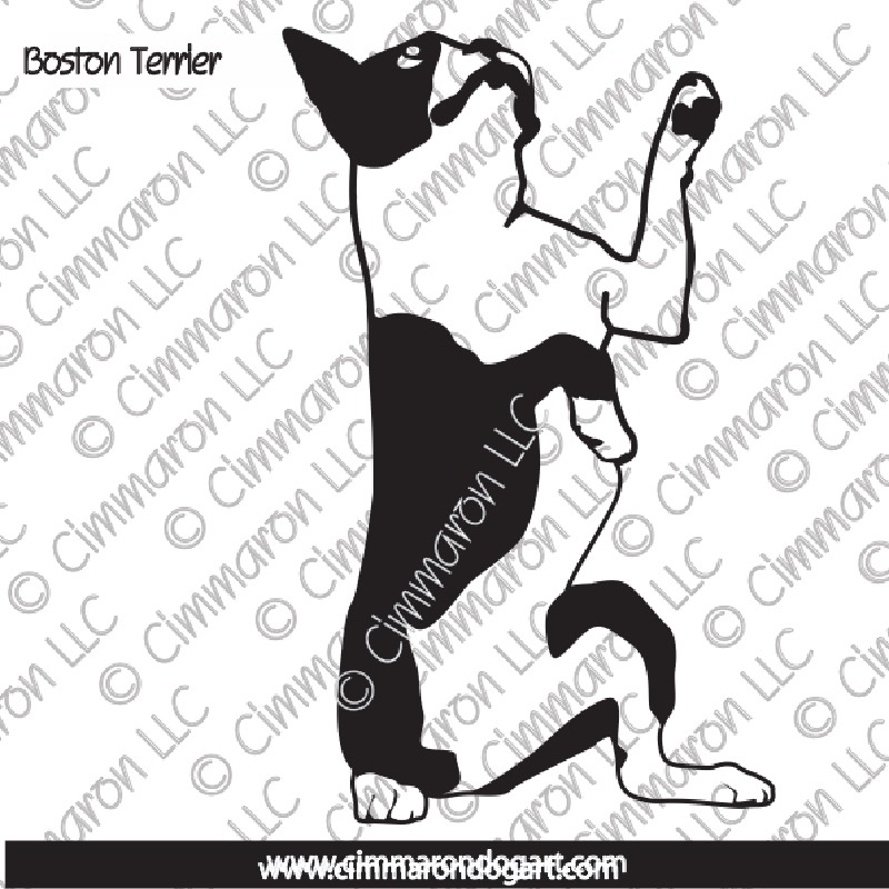 Boston Terrier Sitting Line Drawing 007