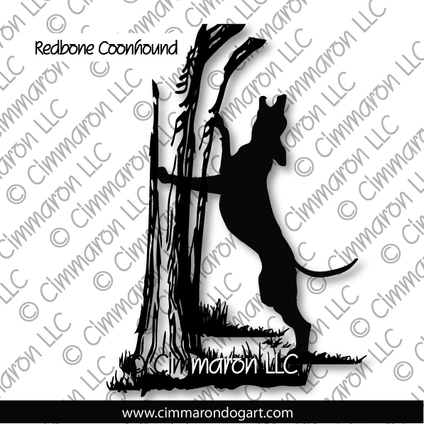 Redbone Coonhound Treeing Silhouette 005