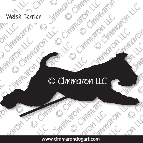 Welsh Terrier Jumping Silhouette 005