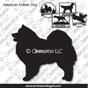 am-esk001s - American Eskimo Dog House and Welcome Signs
