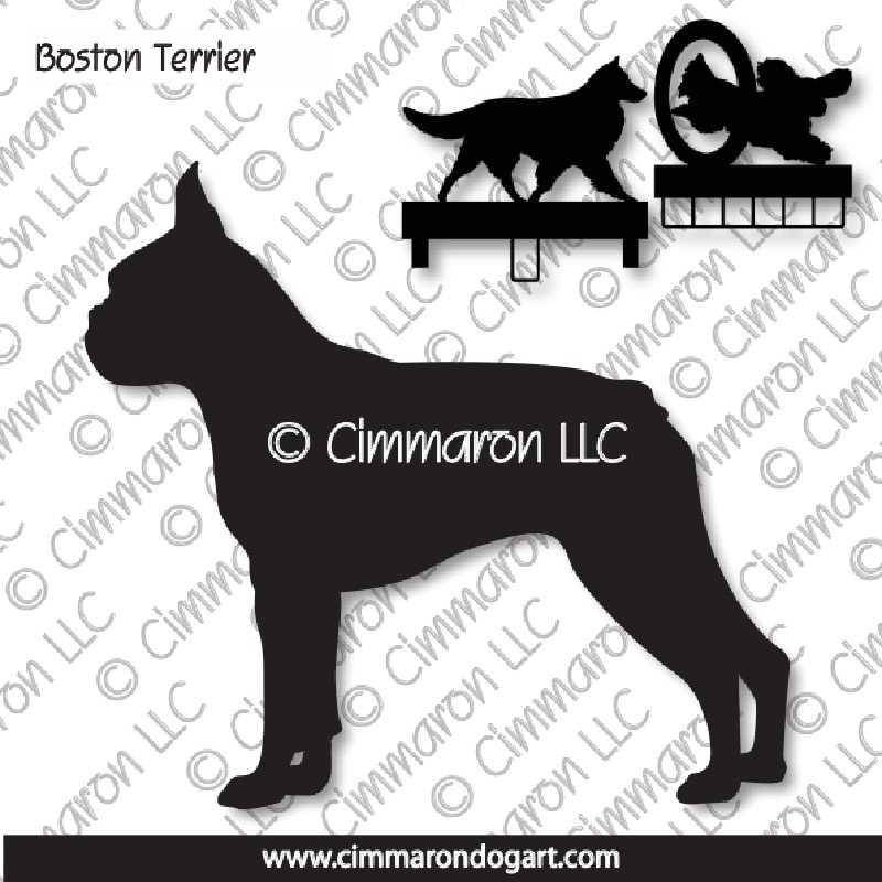boston002ls - Boston Terrier Standing MACH Bars-Rosette Bars