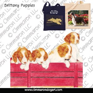britt027tote - Brittany Puppies In A Wagon Tote Bag