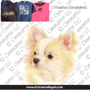 chichi-r-010t - Chihuahua Long Coated Drawing Custom Shirts