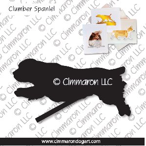 clumber004n - Clumber Spaniel Jumping Note Cards