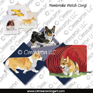 corgi015n - Pembroke Welsh Corgi 3 Note Cards