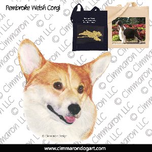 corgi021tote - Pembroke Welsh Corgi Portrait Tote Bag