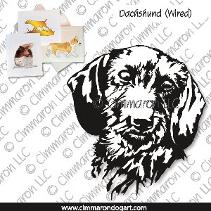 doxie021n - Dachshund Wirehair Line Drawing Note Cards
