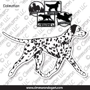 dal004s - Dalmatian Gaiting Two Color Silhouette House and Welcome Signs