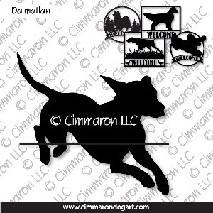 dal006s - Dalmatian Jumping Silhouette House and Welcome Signs