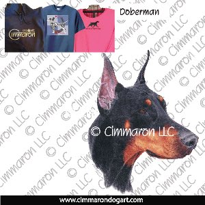 dobe006t - Doberman Hand Drawn Portrait Custom Shirts
