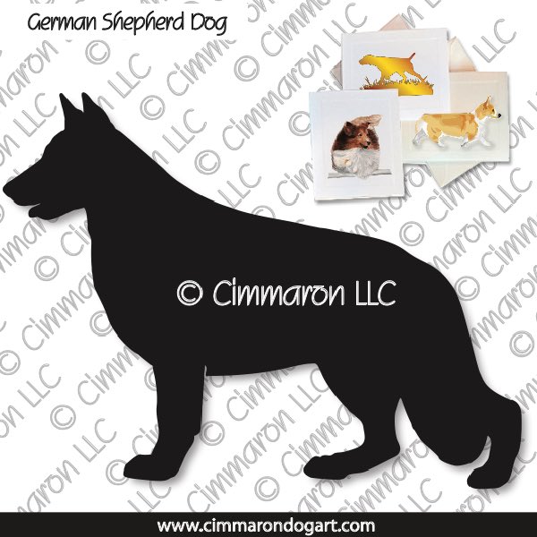 gsd001n - German Shepherd Dog Line Drawing Note Cards