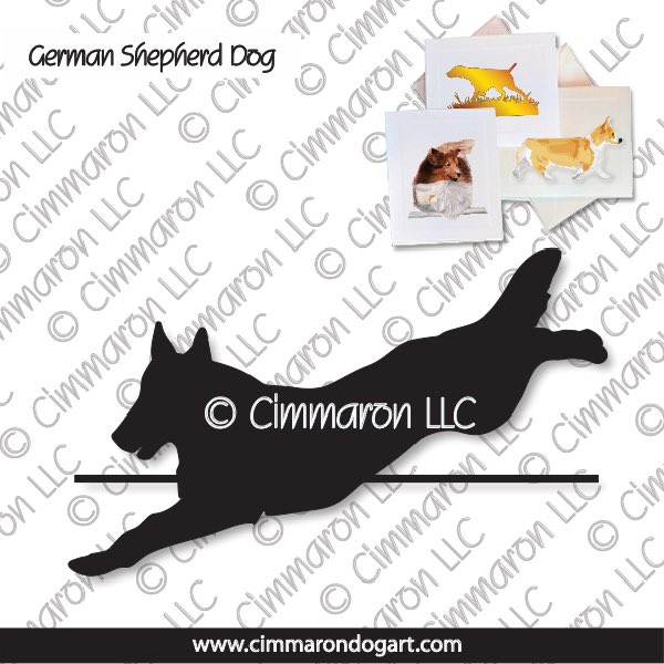 gsd006n - German Shepherd Dog Jumping Note Cards