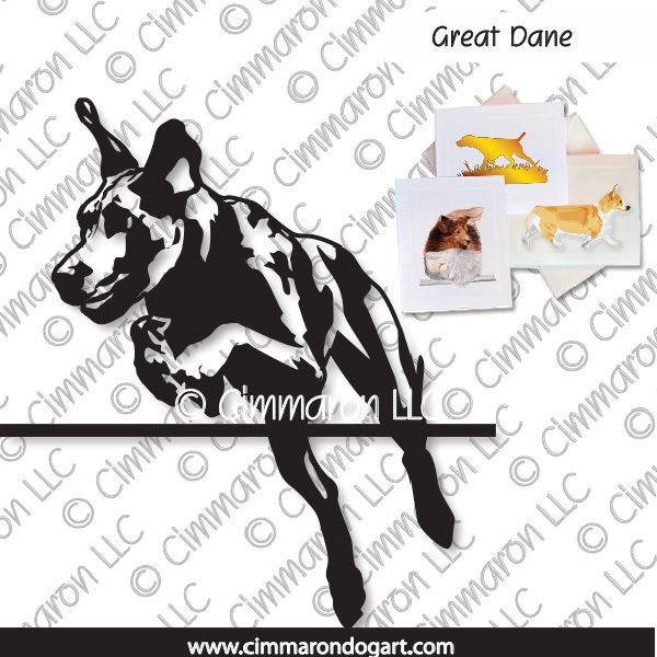 grdane006n - Great Dane Line Jump Note Cards