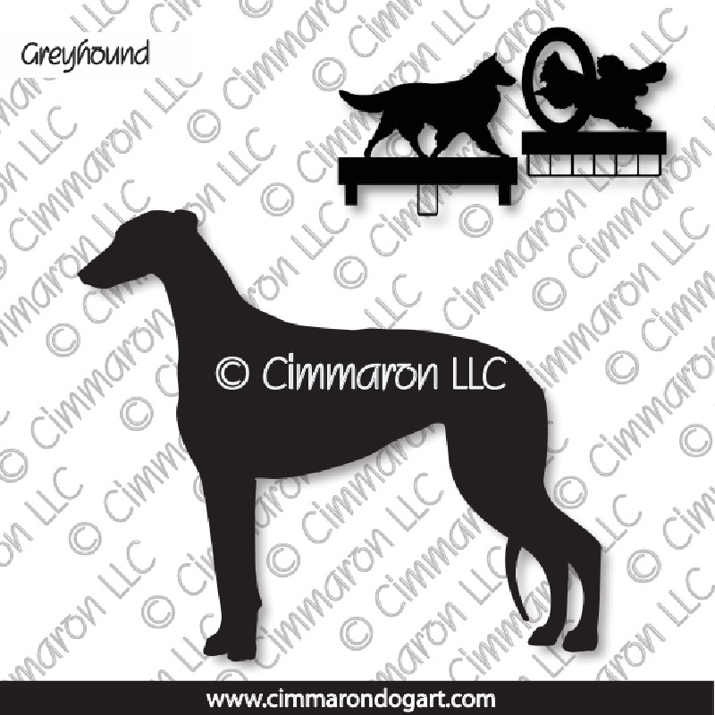 greyhd001ls - Greyhound Silhouette MACH Bars-Rosette Bars