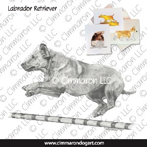 lab008n - Labrador Retriever Bar Jump Note Cards