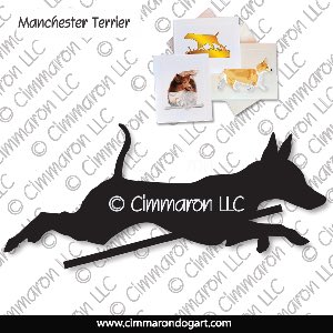 man-ter004n - Manchester Terrier Jumping Note Cards