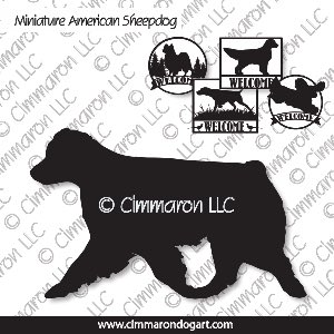 min-amshep003s - Miniature American Shepherd Gaiting House and Welcome Signs