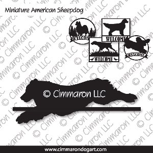 min-amshep005s - Miniature American Shepherd Jumping House and Welcome Signs