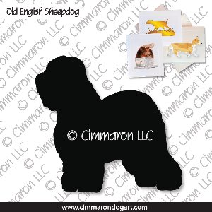 oesd002n - Old English Sheepdog Standing Note Cards