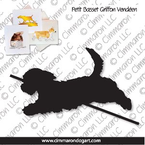 pbgv004n - Petit Basset Griffon Vendeen Jumping Note Cards