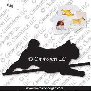 pug007n - Pug Jumping Note Cards