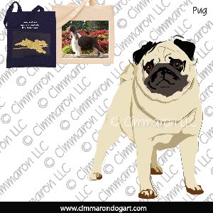 pug009tote - Pug Buff Line Tote Bag
