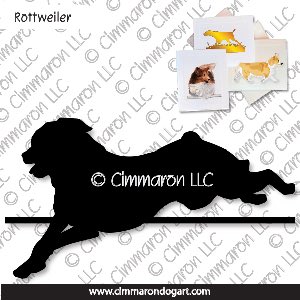 rot006n - Rottweiler Jumping Note Cards