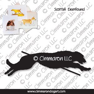 sdeer005n - Scottish Deerhound Jumping Note Cards