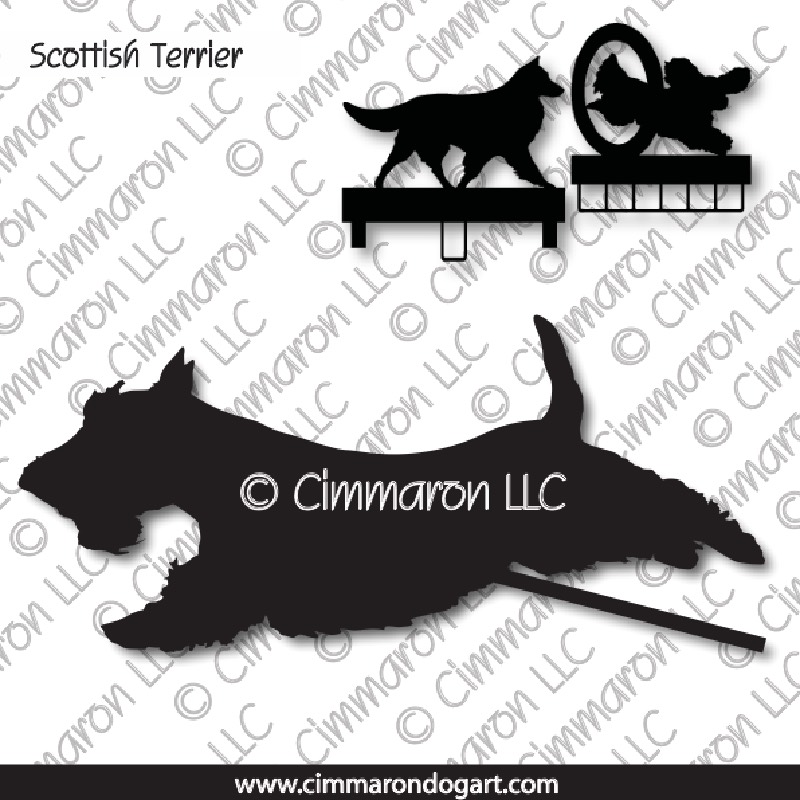 sc-ter004ls - Scottish Terrier Jumping MACH Bars-Rosette Bars