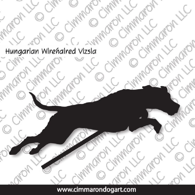 vwh004ls - Vizsla - Hungarian Wirehaired Vizsla Jumping MACH Bars-Rosette Bars