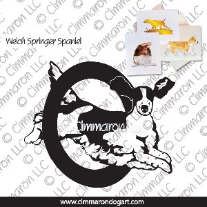 welsh-ss013n - Welsh Springer Spaniel Tail Jumping Note Cards